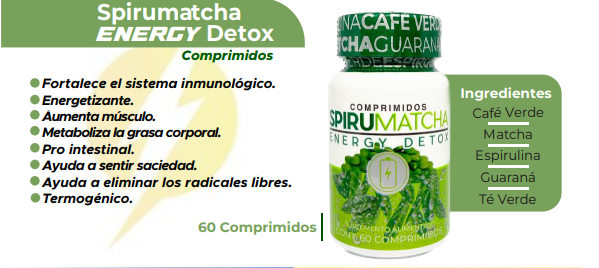 Spirumatcha Energy Detox con 60 Comprimidos